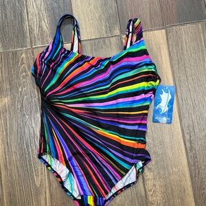 Colorful Striped Women's One-Piece Swimsuit